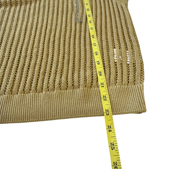 Uniqlo Women's Yellow Open Knit Mesh Crewneck Sleeveless Sweater Top, Large - Picture 8 of 8